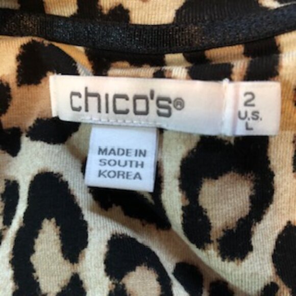 NWOT Chico's Leopard Cheetah Animal Print Top Long Sleeve Stretch 12-14 Large - Picture 6 of 7